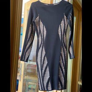 RVN dress Black with cut out in nude /gold sparkle